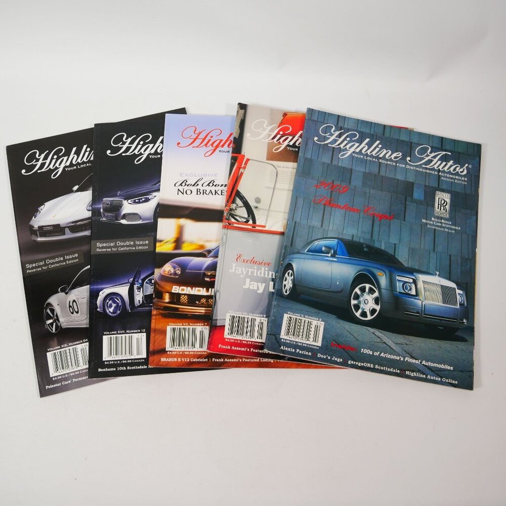 Set Of 5 Highline Autos Magazines Featuring Luxury & Sports Cars